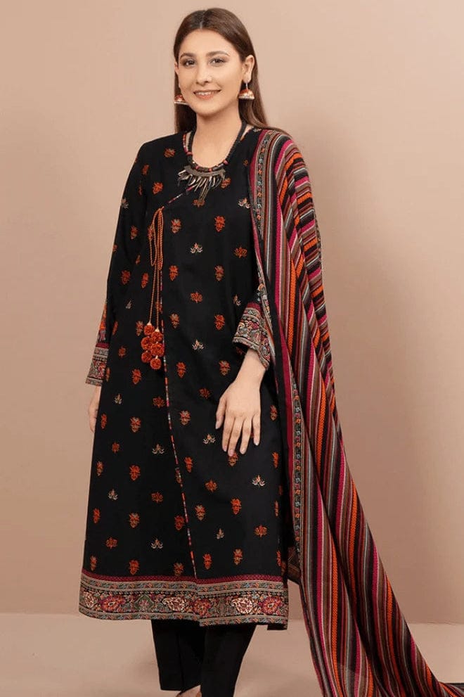 SP-KS725 Dhanak Embroidered Suit With Digital Printed Wool Shawl - Shaa Posh