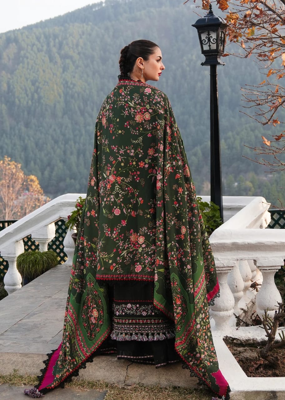 SP-MB520 Dhanak Embroidered Suit With Digital Printed Woolen Shawl - Shaa Posh
