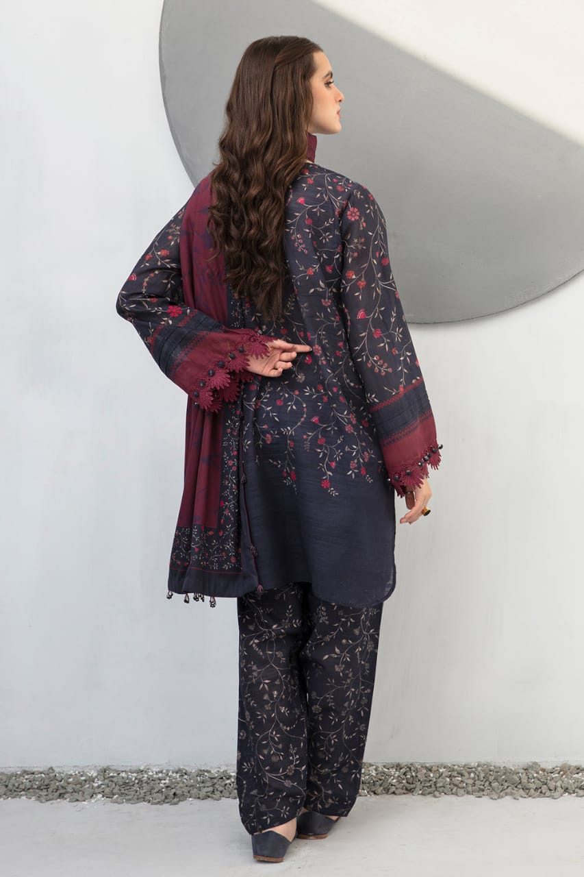 SP-BQ406 Digital Printed Khaddar 3Pc Suit With Digital Printed Khaddar Dupatta - Shaa Posh