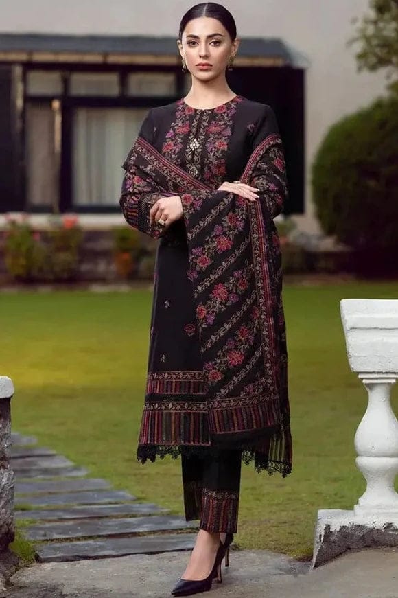 SP-920 Unstitched Heavy Embroidered Dhanak Suit Embroidered Dhanak Shawl - Shaa Posh