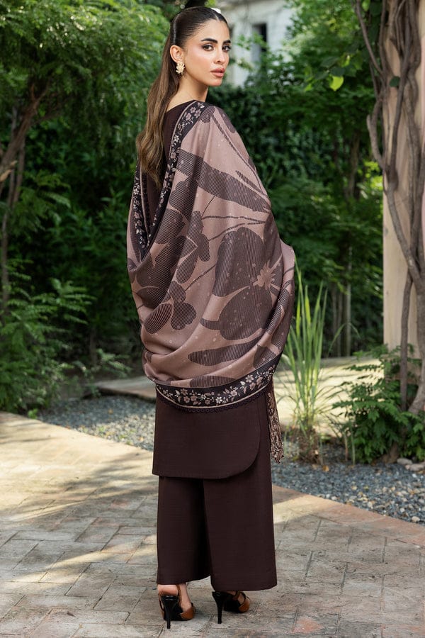SP-BQ140 Dhanak Embroidered Suit With Digital Printed Wool Shawl - Shaa Posh