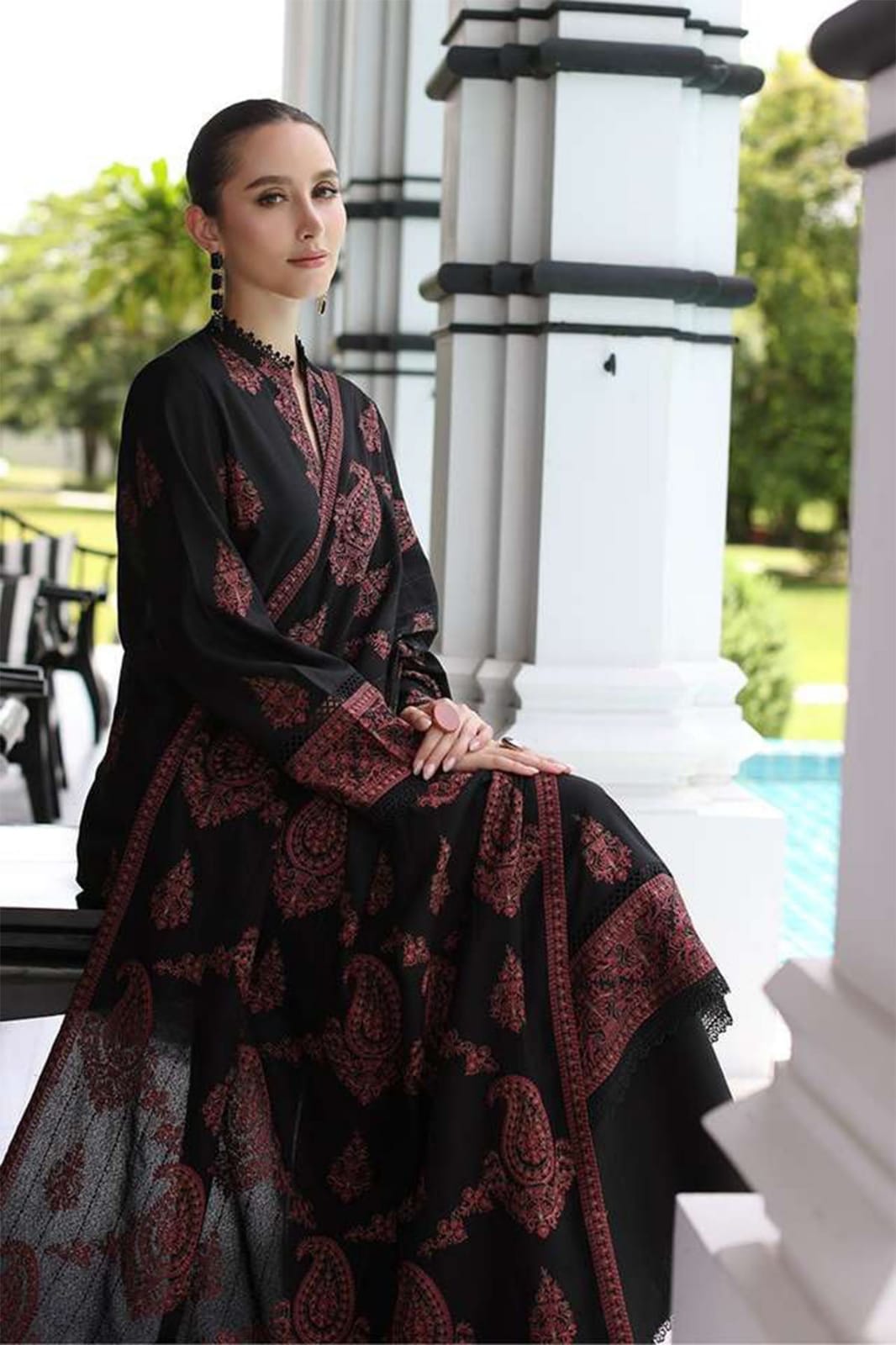 SP-SP565 Unstitched Heavy Embroidered Dhanak Suit With Embroidered Dhanak Shawl - Shaa Posh