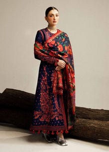 SP-HR570 Dhanak Embroidered Suit With Digital Printed Woolen Shawl - Shaa Posh