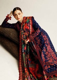 SP-HR570 Dhanak Embroidered Suit With Digital Printed Woolen Shawl - Shaa Posh