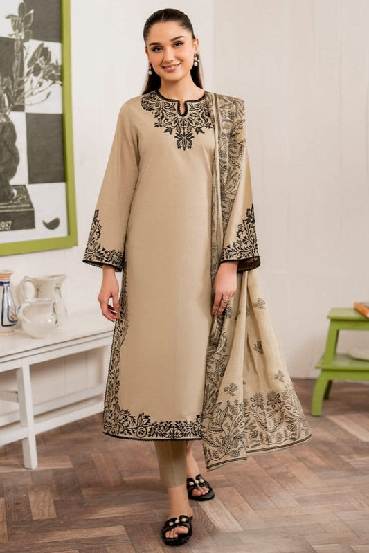SP-SPL746 Unstitched Embroidered Dhanak Suit 3pc With Digital Printed Woolen Shawl - Shaa Posh