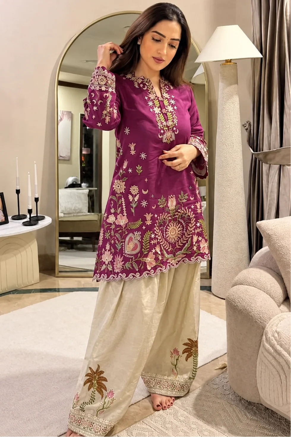 SP-MB55 Dhanak Fully Embroidered 2pc With Fully Embroidered Trouser