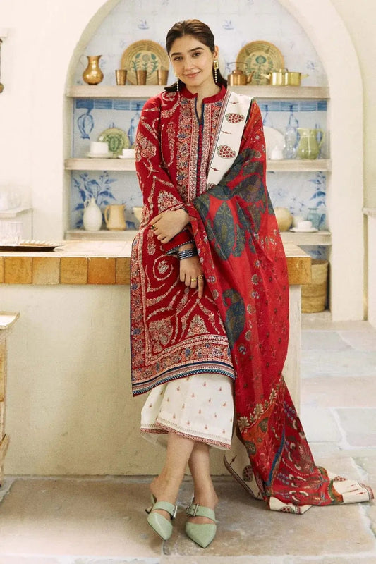 SP-ZS55 Unstitched Fully Embroided Dhanak Suit With Wool Shawl - Shaa Posh