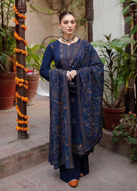 SP-MB605 Unstitched Embroidered Dhanak Wool Suit With Embroidered Dhanak Shawl - Shaa Posh