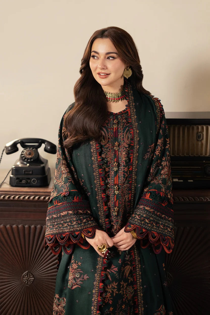SP-AJ2915 Unstitched Fully Embroidered Dhanak Fully Embroidered Dhanak Shawl