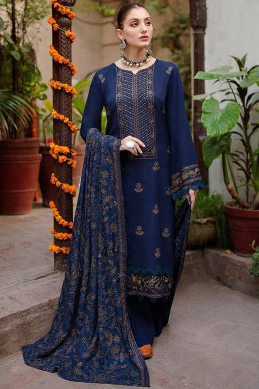 SP-MB605 Unstitched Embroidered Dhanak Wool Suit With Embroidered Dhanak Shawl - Shaa Posh