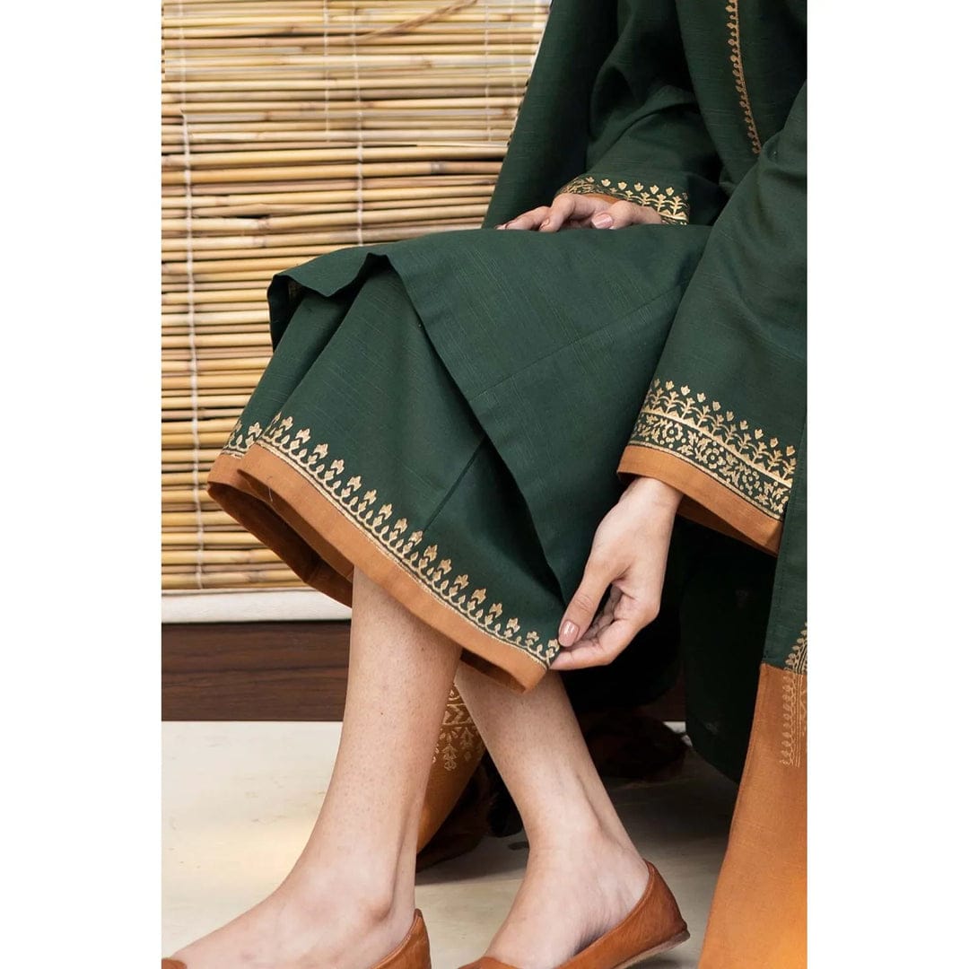 SP-1075 3Pc Unstitched Dhanak Suit with Printed Woolen Shawl - Shaa Posh