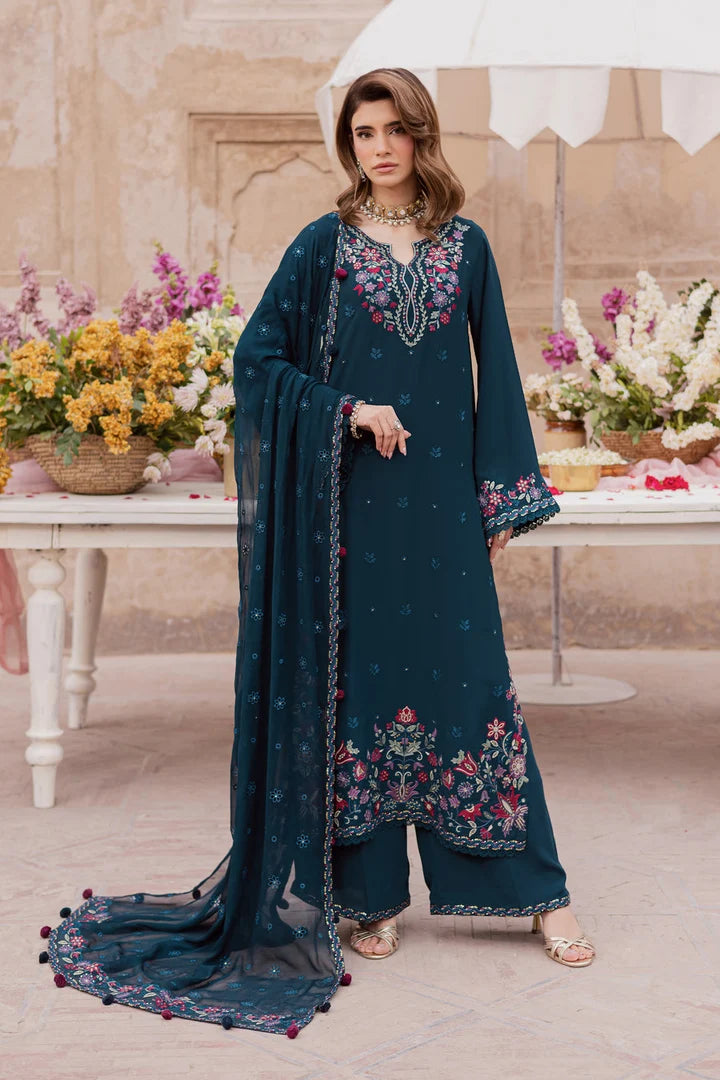 Shaa Posh SP-BT4100 unstitched 3-piece lawn suit with embroidered design, includes fully embroidered dupatta and bamber chiffon fabric