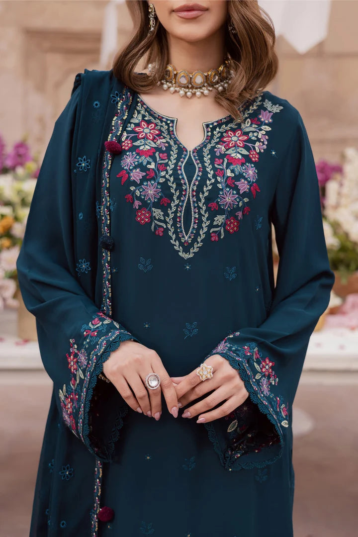 Sha Posh SP-BT4100 unstitched 3-piece lawn suit with embroidered design, includes fully embroidered chiffon dupatta on a neutral background.