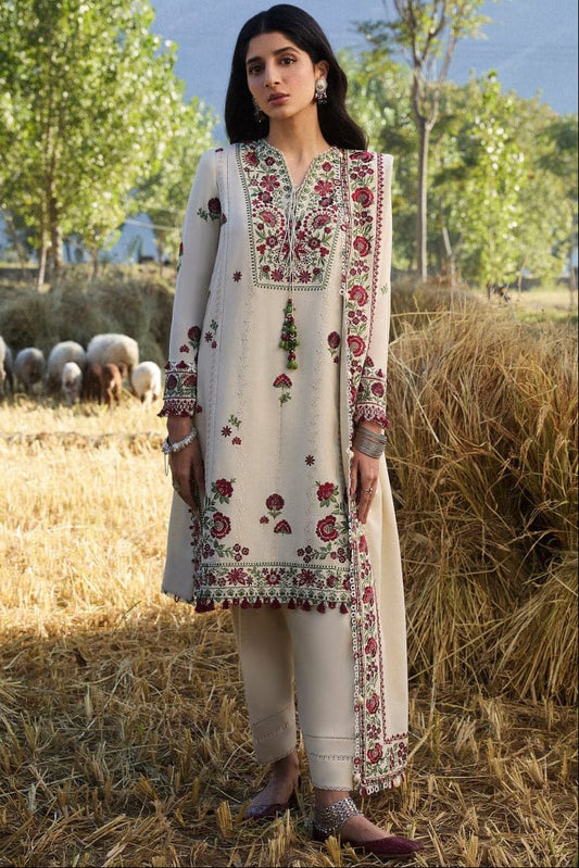 SP-AJ630 Unstitched Heavy Embroidered Dhanak Suit With Embroidered Dhanak Shawl - Shaa Posh