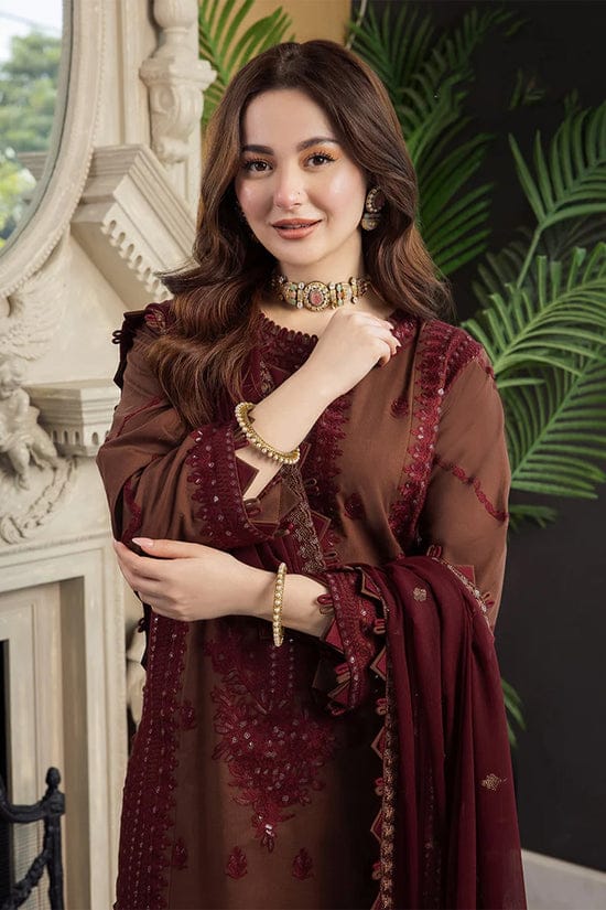 SP-AJ56 Unstitched Embroidered Dhanak Wool Suit With Embroidered Dhanak Shawl - Shaa Posh