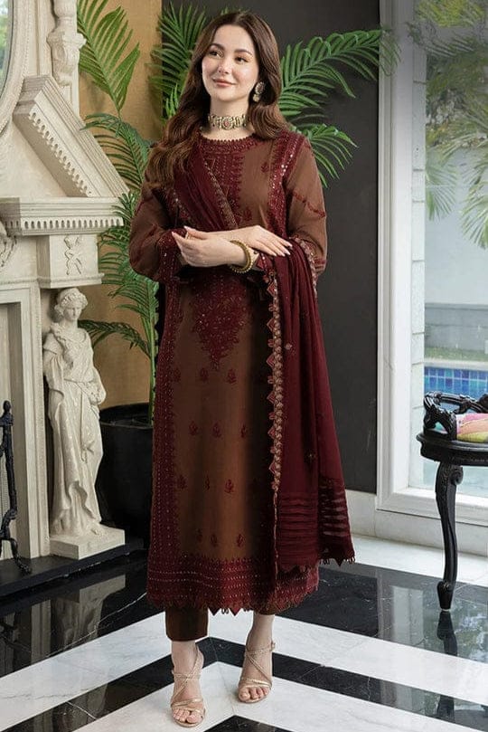 SP-AJ56 Unstitched Embroidered Dhanak Wool Suit With Embroidered Dhanak Shawl - Shaa Posh