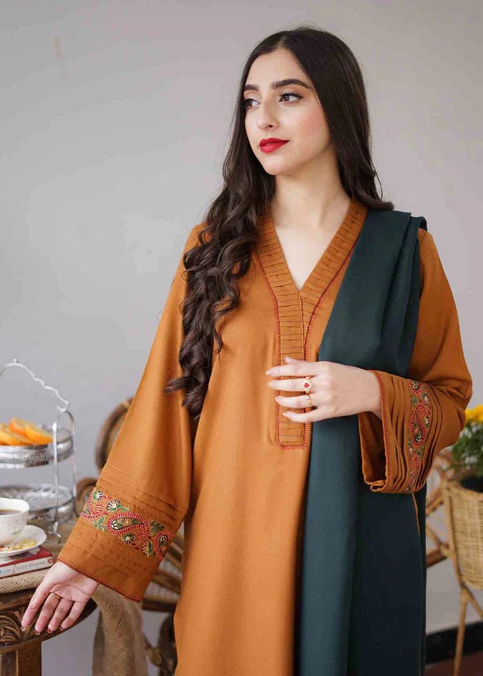 SP-GA1120 Unstitched Heavy Embroidered Dhanak Suit Embroidered Dhanak Shawl - Shaa Posh