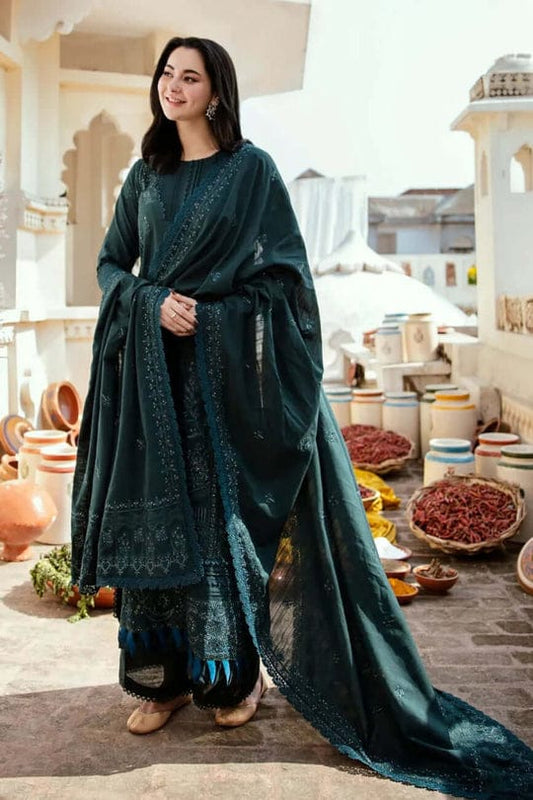 SP-MB935 Unstitched Fully Embroidered Dhanak Suit Embroidered Dhanak Shawl - Shaa Posh