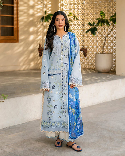 SP-QL1049 Unstitched Fully Embroided Dhanak Suit With Wool Shawl - Shaa Posh