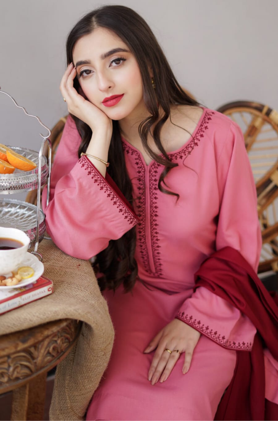 SP-AS15 Unstitched Fully Embroidered Dhanak Suit With Dhanak Shawl - Shaa Posh