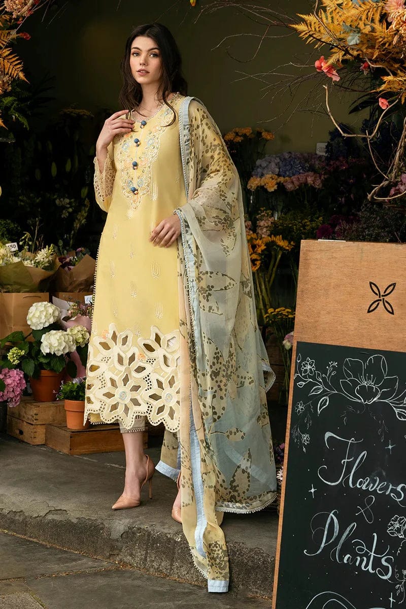 SP-MS2570 Unstitched Embroidered Lawn 3pc Suit With Cotton Lawn Printed Dupatta - Shaa Posh