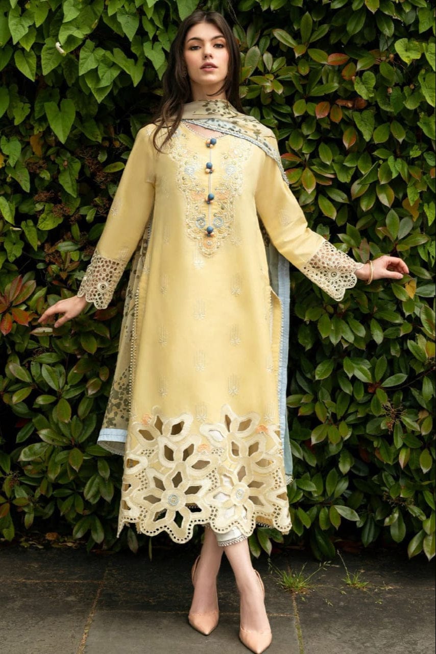 SP-MS2570 Unstitched Embroidered Lawn 3pc Suit With Cotton Lawn Printed Dupatta - Shaa Posh
