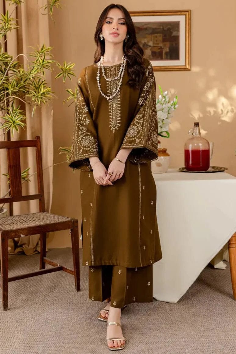 SP-68 Unstitched Fully Embroided Dhanak 2 Piece Suit - Shaa Posh