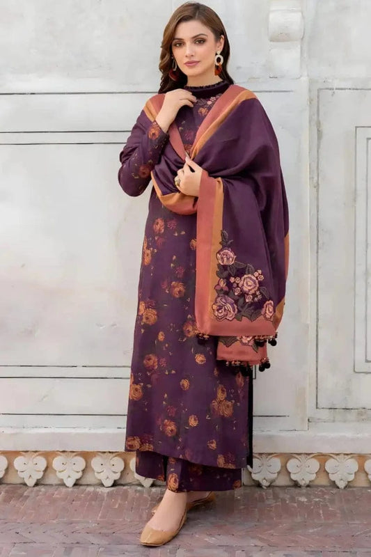 SP-Khaddar 3pc Digital Printed Suit With Digital Printed Khaddar Dupatta - Shaa Posh
