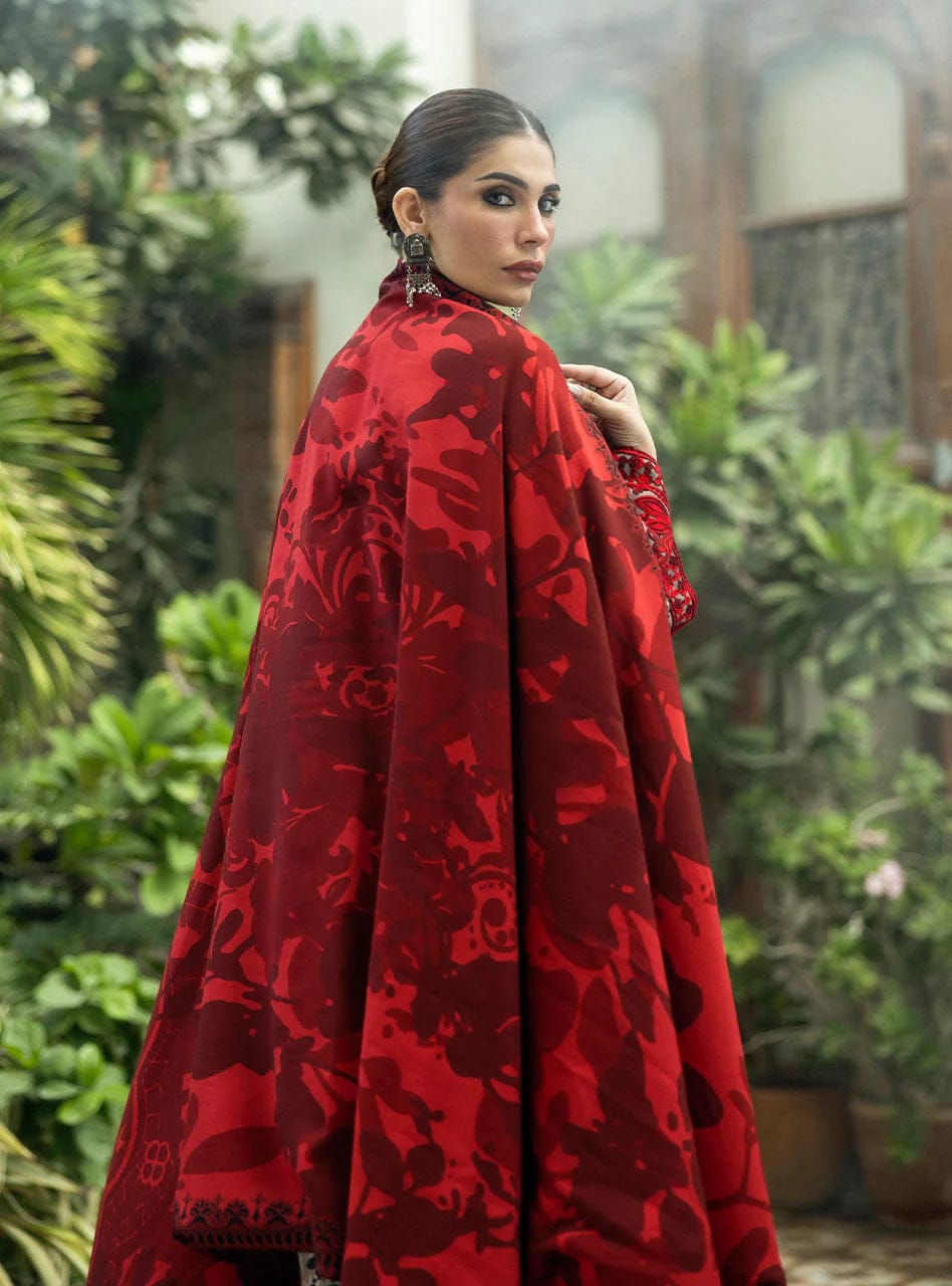 SP-MB437 Digital Printed Linen Suit 3pc with Linen Digital Printed Dupatta & Embroidered Patches - Shaa Posh