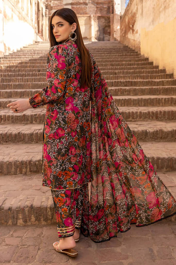 SP-Linen Unstitched Digital Printed Suit With Linen Dupatta - Shaa Posh