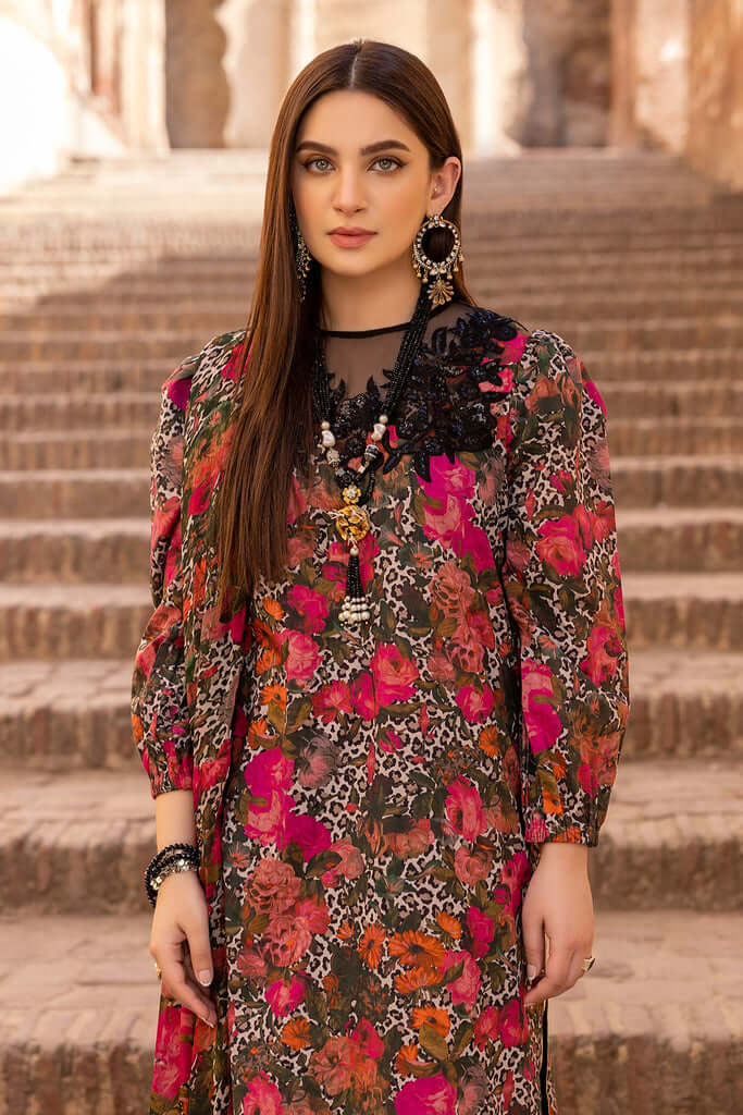 SP-Linen Unstitched Digital Printed Suit With Linen Dupatta - Shaa Posh