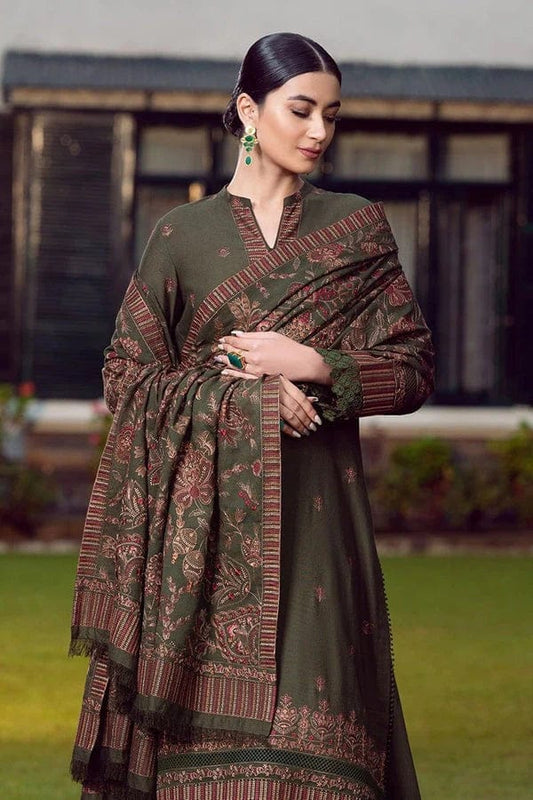 SP-925(L) Dhanak Embroidered Suit with Dhanak Embroidered Shawl - Shaa Posh