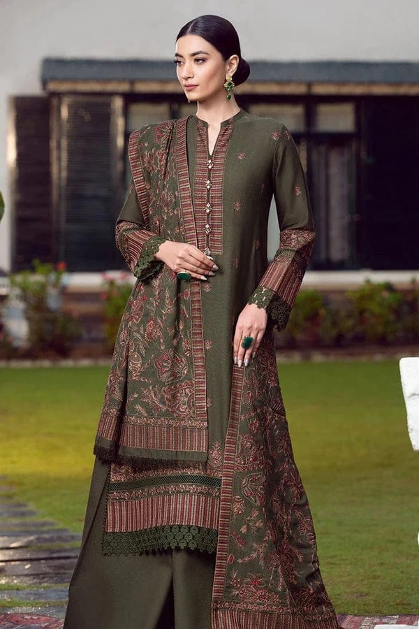 SP-925(L) Dhanak Embroidered Suit with Dhanak Embroidered Shawl - Shaa Posh