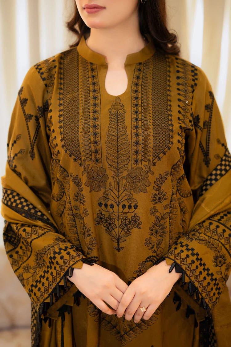 SP-MB100 Unstitched Fully Embroidered Dhanak Suit With Embroidered Dhanak Shawl - Shaa Posh