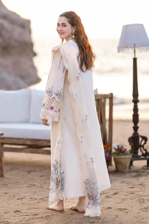 SP-QL2605 Lawn Unstitched Embroidered 3pc Suit With Organza Embroidered Dupatta - Shaa Posh