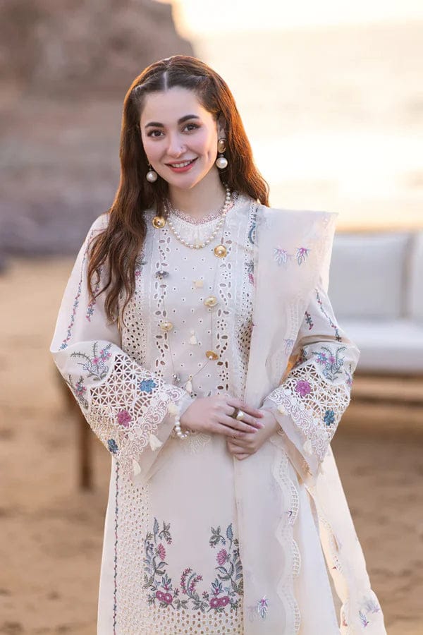 SP-QL2605 Lawn Unstitched Embroidered 3pc Suit With Organza Embroidered Dupatta - Shaa Posh
