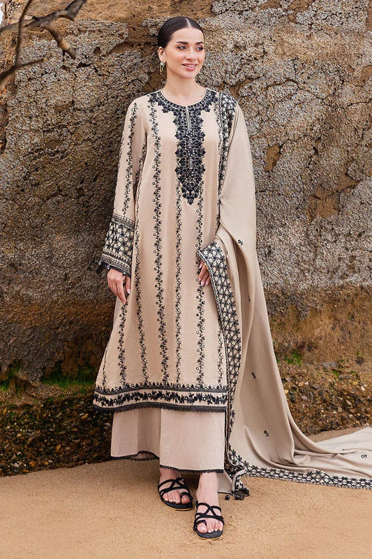 SP-AJ950 Unstitched Fully Embroidered Dhanak Suit With Embroidered Dhanak Shawl - Shaa Posh