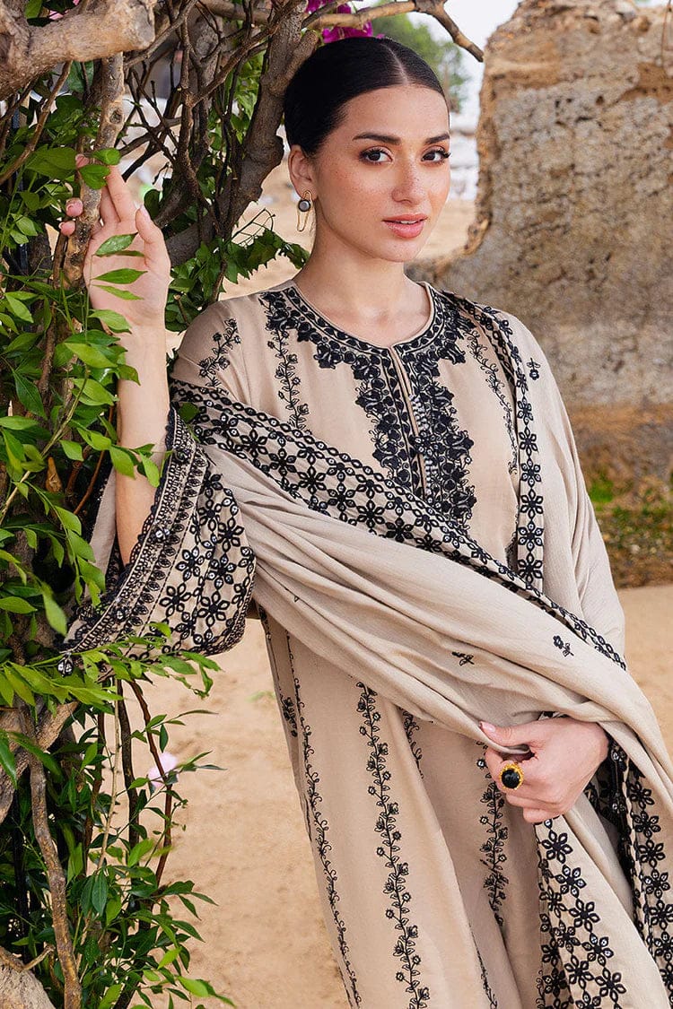 SP-AJ950 Unstitched Fully Embroidered Dhanak Suit With Embroidered Dhanak Shawl - Shaa Posh