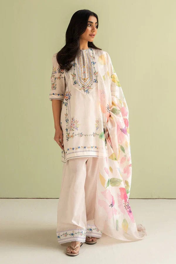 SP-BQ423 Unstitched Digital Printed Lawn Suit 3pc With Digital Printed Silk Dupatta - Shaa Posh
