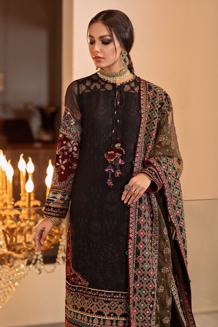 SP-BQ14 Lawn Unstitched Embroidered 3pc Suit With Organza Embroidered Dupatta - Shaa Posh