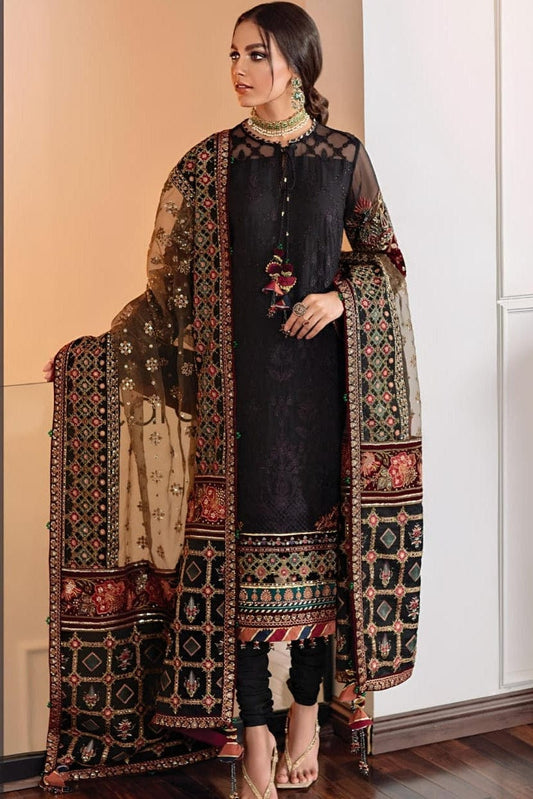 SP-BQ14 Lawn Unstitched Embroidered 3pc Suit With Organza Embroidered Dupatta - Shaa Posh