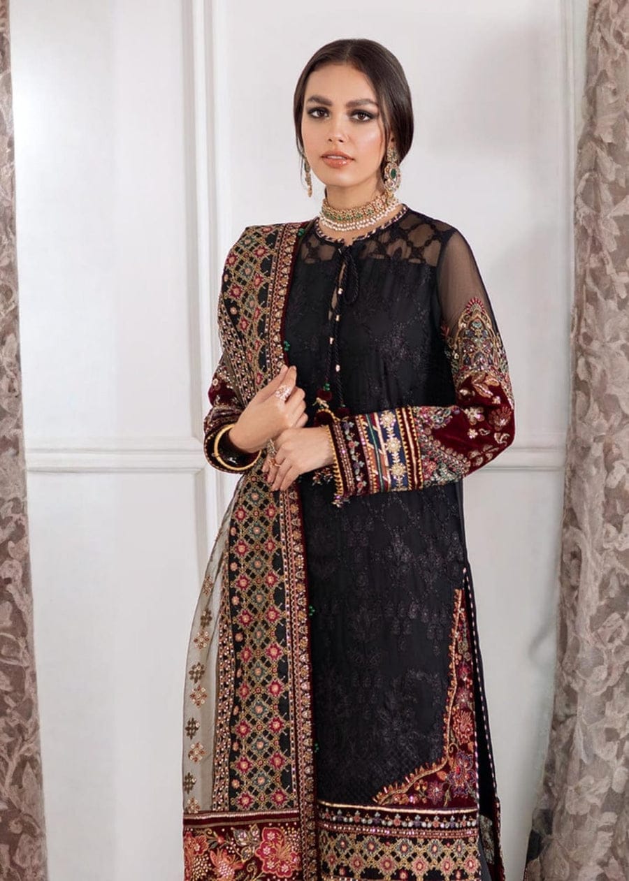 SP-BQ14 Lawn Unstitched Embroidered 3pc Suit With Organza Embroidered Dupatta - Shaa Posh