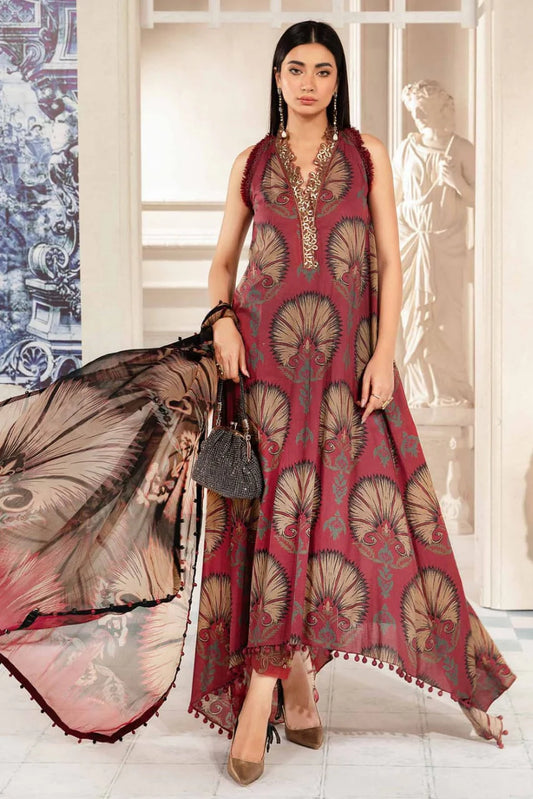 Digital printed unstitched lawn suit by Shaa Posh, 3-piece set with a matching lawn digital printed dupatta shown in the image.