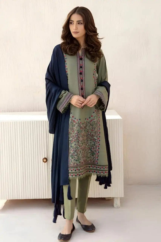 SP-JZ710 Unstitched Fully Embroided Dhanak Suit With Dhanak Dupatta - Shaa Posh