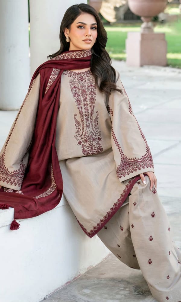 SP-KD910 Unstitched Embroidered Lawn Suit With Lawn Embroidered Dupatta & Embroidered Trouser - Shaa Posh