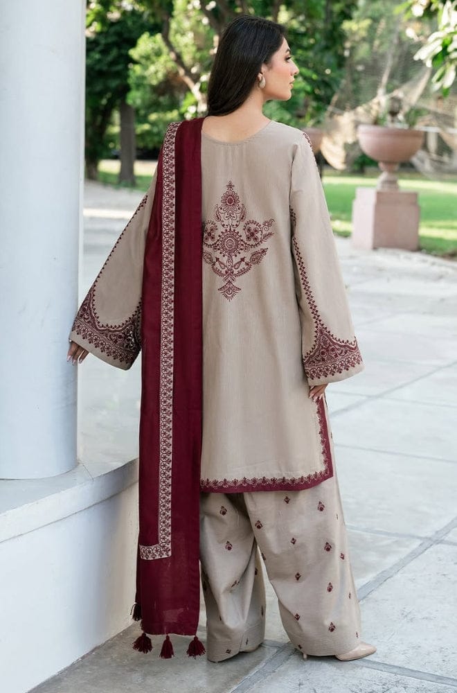 SP-KD910 Unstitched Embroidered Lawn Suit With Lawn Embroidered Dupatta & Embroidered Trouser - Shaa Posh