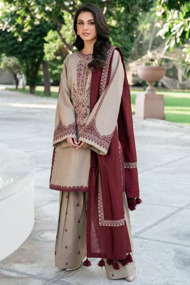 SP-KD910 Unstitched Embroidered Lawn Suit With Lawn Embroidered Dupatta & Embroidered Trouser - Shaa Posh