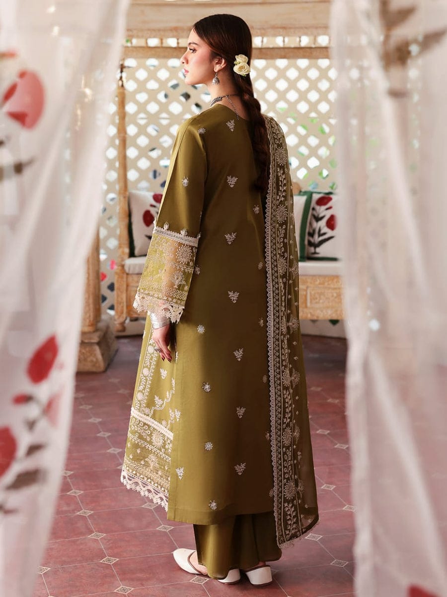 SP-MR590 Unstitched Heavy Embroidered Lawn Suit With Embroidered Lawn Dupatta - Shaa Posh