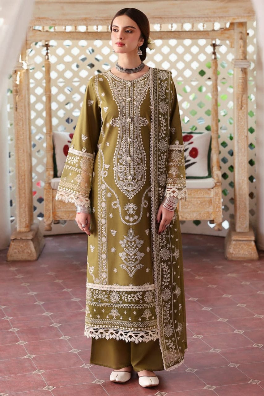 SP-MR590 Unstitched Heavy Embroidered Lawn Suit With Embroidered Lawn Dupatta - Shaa Posh