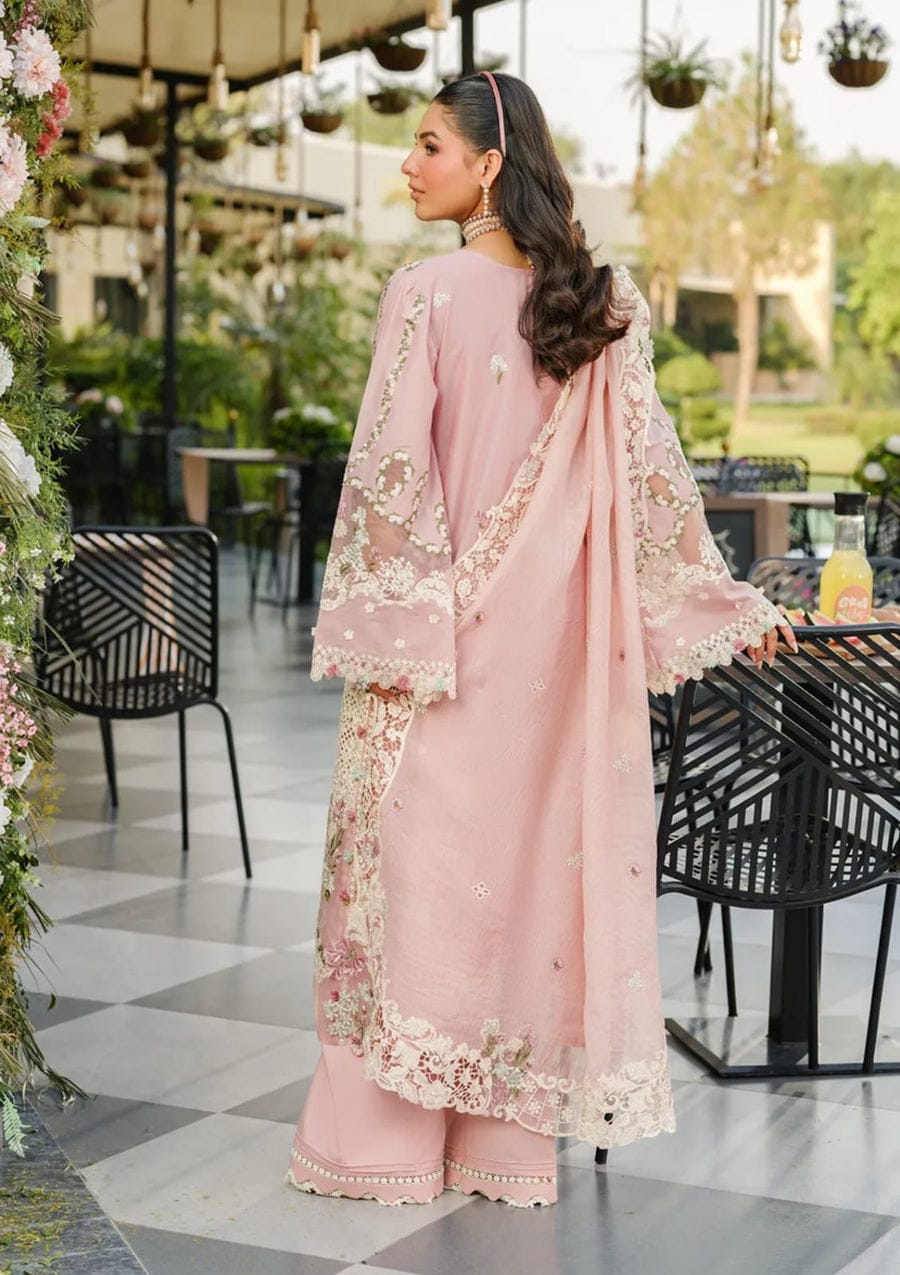 SP-EL2710 Lawn Unstitched Embroidered 3pc Suit With Cotton Net Embroidered Dupatta - Shaa Posh